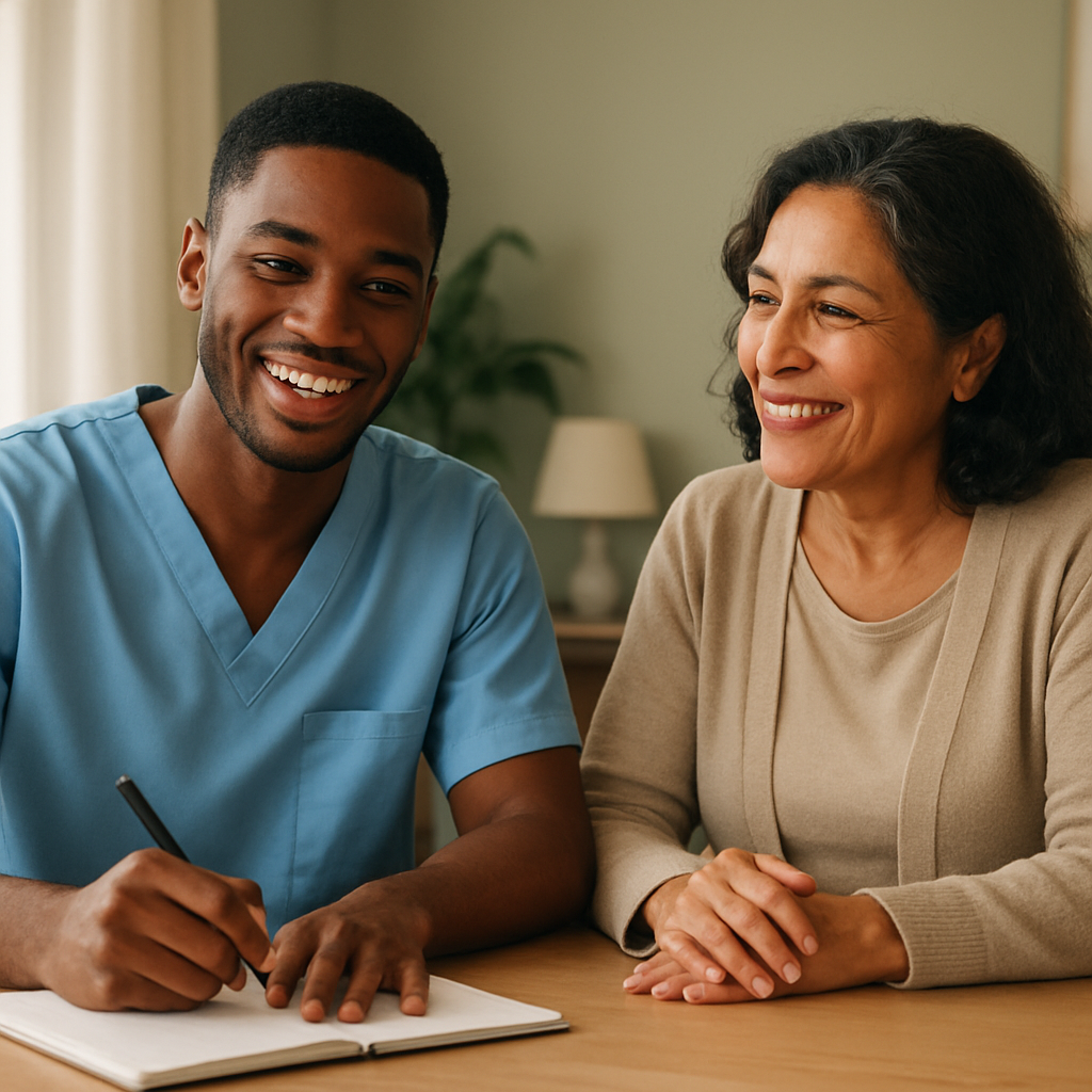 A carer supporting a client at home